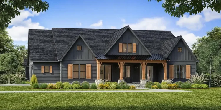 2,326 Sq Ft Split-Bedroom Modern Farmhouse with Outdoor Kitchen and Game Room