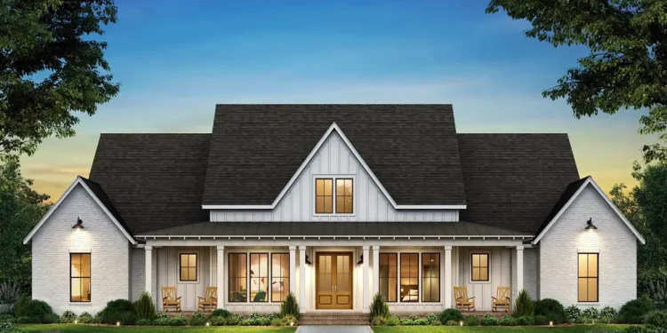 Spacious 3,292 Sq Ft Symmetrical Modern Farmhouse with 4 Bedrooms, Home Office, and Bonus Room