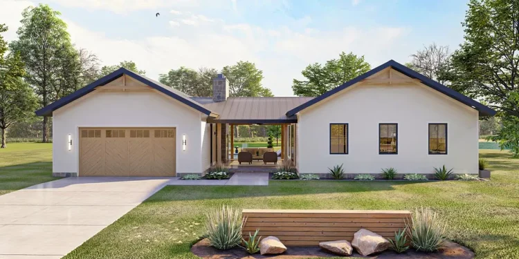 Charming 2-Bed Cottage House Plan with Dogtrot & Poolhouse – 1,274 Sq Ft