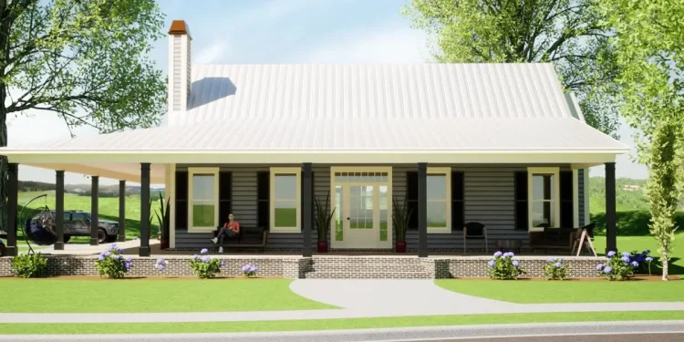 Charming Country House Plan with Wraparound Porch – 1,579 Sq Ft