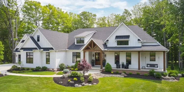 4100 Square Foot New American House Plan with 4-Car Garage and Expansion Below