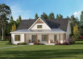 Modern Farmhouse with Loft Option & Generous Covered Porches ~ Sq Ft 1,535.