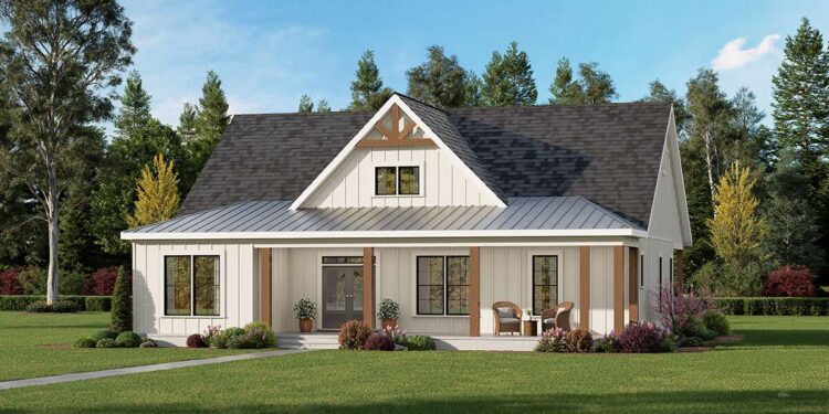 Modern Farmhouse with Loft Option & Generous Covered Porches ~ Sq Ft 1,535.