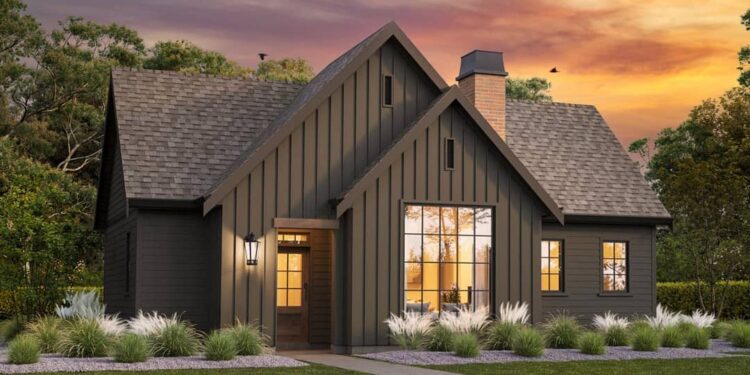 2-Bedroom Traditional Cottage with Vaulted Living — Plan 270061AF (967 Sq Ft)