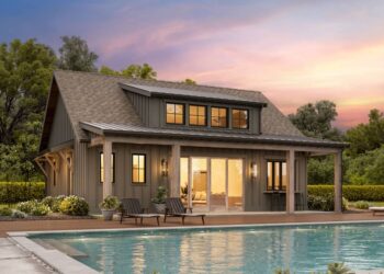 Pool or Guest House Plan with Vaulted Interior & 8-Foot-Deep Porch