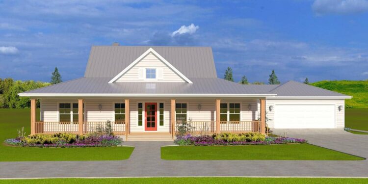 3-Bed Modern House Plan with 52′-Wide Front & Back Porches — (1,815 Sq Ft)