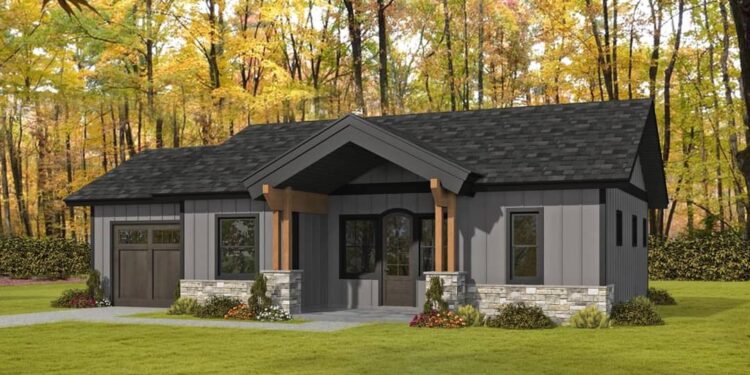 Craftsman Cottage with Vaulted Living Room — (1,000 Sq Ft)