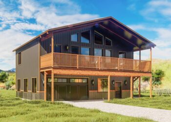 Flexible 2-Bed House Plan with Large Shop Below & Vaulted Space Above — 1,261 Sq Ft