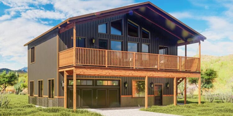 Flexible 2-Bed House Plan with Large Shop Below & Vaulted Space Above — 1,261 Sq Ft