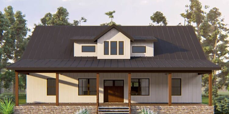 Modern Farmhouse with Vaulted Living & Expansive Porch — (1,600 Sq Ft)