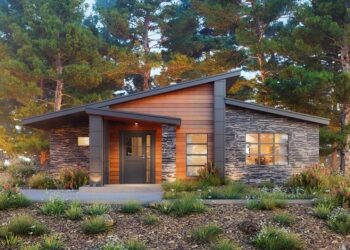 2-Bed Modern Contemporary Home with Stone & Wood Exterior ≈ 946 Sq Ft