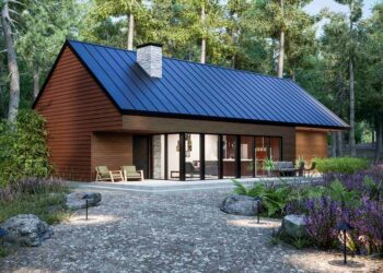 2-Bed Modern Mountain Cabin with Glassed-In Living Room & 2-Car Garage — 951 Sq Ft