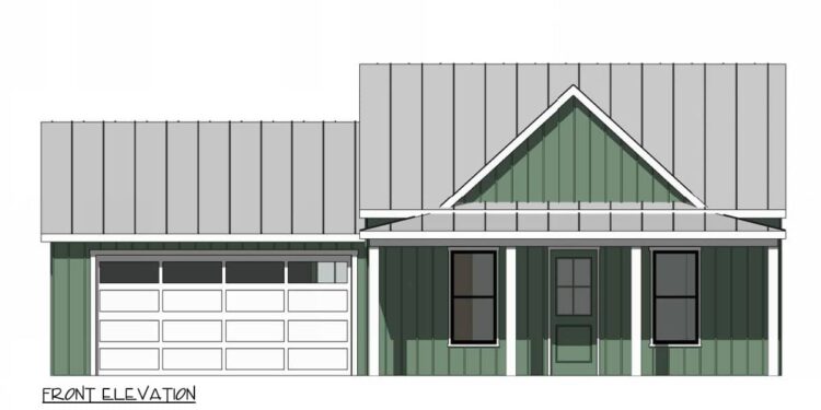 Farmhouse plan — 1,453 Sq Ft, 3 Bedrooms.
