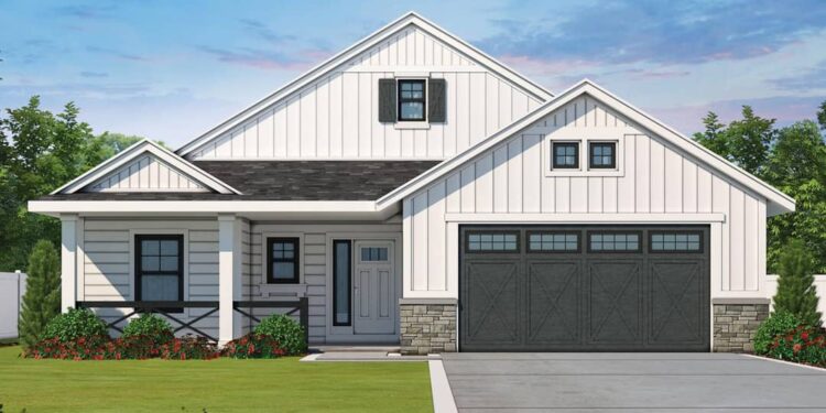 New American Home with Rear Screened Porch — (1,619 Sq Ft)
