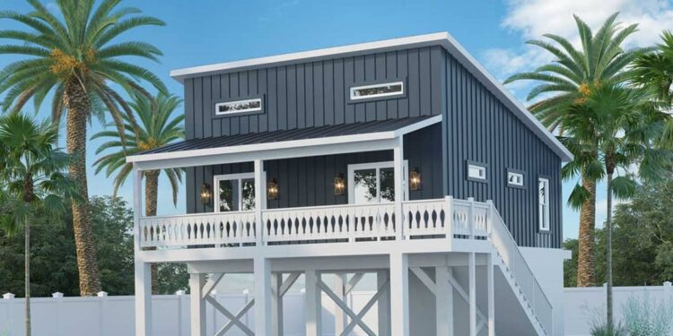 Beach House with Loft Bunk Room Overlook — 842 Sq Ft