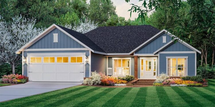 Country Ranch Home Plan with Split Bedrooms — (1,416 Sq Ft)