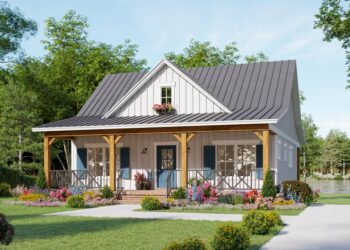 976-Sq-Ft Country Cottage with 8-Foot-Deep Front and Back Porches