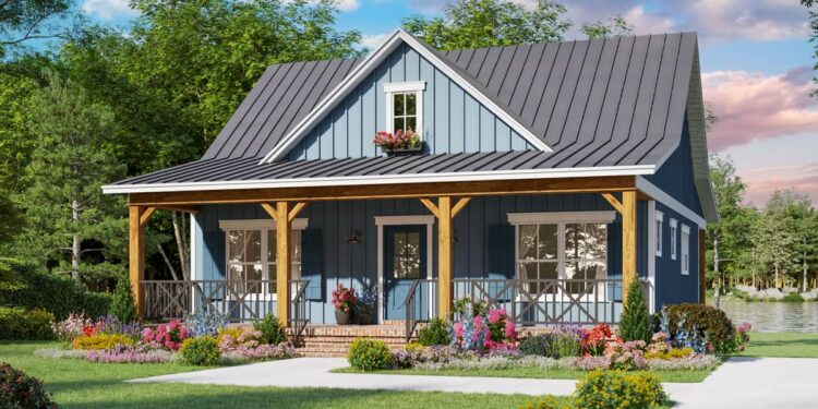 2-Bed Country Cottage w/ Front & Rear Porches — Plan 51215MM (1,020 Sq Ft)
