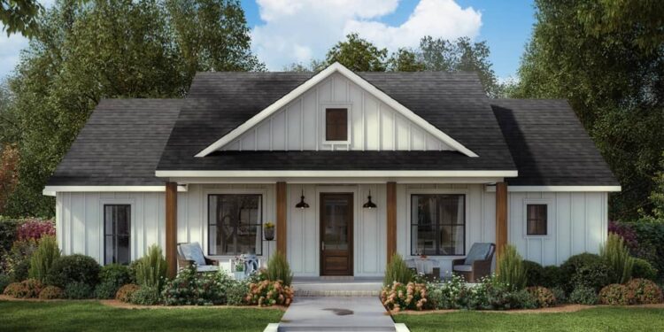 Country House Plan Under 1600 SqFt with Split Bed Layout & Carport — 1,591 Sq Ft