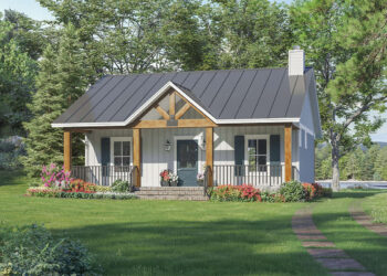 Cottage Plan — 872 Sq Ft, 1 Bedroom & 1½ Bathrooms