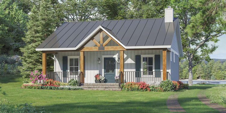 Cottage Plan — 872 Sq Ft, 1 Bedroom & 1½ Bathrooms