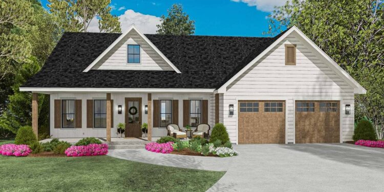 3-Bed Farmhouse with Front & Rear Porches — (1,834 Sq Ft)