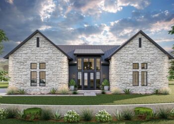 Modern House Under 1,800 Sq Ft with Stone Accents — (1,734 Sq Ft)