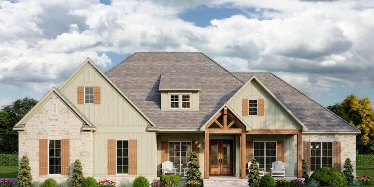 3-Bed New American Home with Outdoor Fireplace – (2,755 Sq Ft)