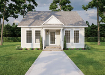 Cottage house Plan — 1,284 Sq Ft, 3 Beds & 2 Baths.