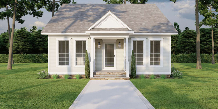 Cottage house Plan — 1,284 Sq Ft, 3 Beds & 2 Baths.