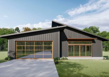 Modern Barndominium Under 2,000 Sq Ft with Vaulted Great Room.