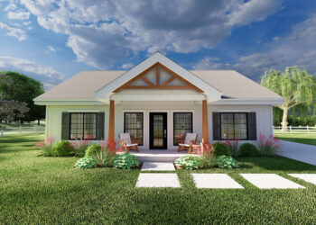 Country Home Plan — 1,360 Sq Ft, 3 Beds & 2 Baths