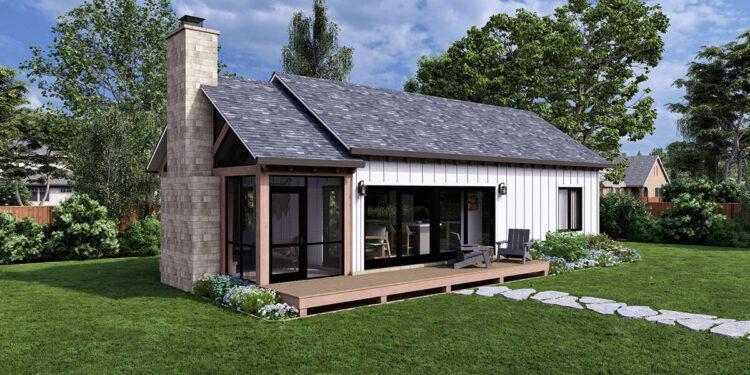 Modern Cabin Plan – 740 sq. ft. (1 Bedroom, 1 Bath)