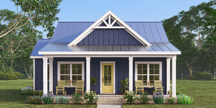 Modern Farmhouse Plan — 1,085 Sq Ft, 2 Beds & 2 Baths