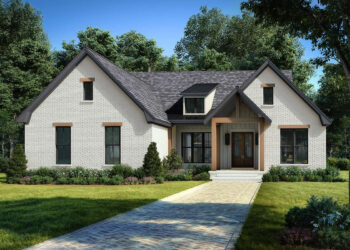 Elegant European Cottage with Vaulted Living and Rear Porch ~ 1,690 sq ft.