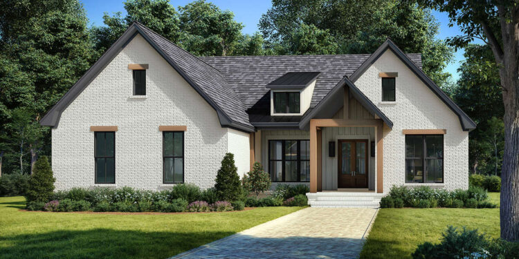 Elegant European Cottage with Vaulted Living and Rear Porch ~ 1,690 sq ft.