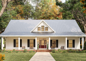 Modern Farmhouse Plan — 1,648 Sq Ft, 3 Beds / 2 Baths.