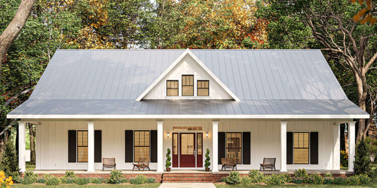 Modern Farmhouse Plan — 1,648 Sq Ft, 3 Beds / 2 Baths.