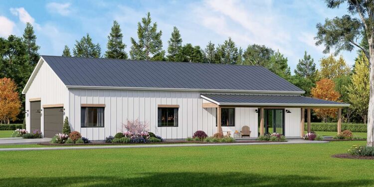 Barn Plan — 1,280 Sq Ft, 3 Bedrooms & 2 Bathrooms