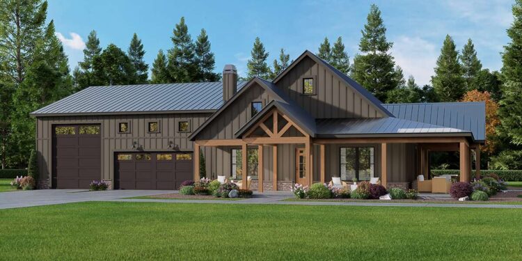 Barn-Style Shouse with Expansive Garage and Vaulted Porch ~ Sq Ft 2,059..