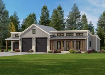 Modern Barn Plan – A Stylish 1-Bedroom Home with 3-Car Garage