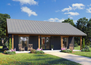 Modern Farmhouse Plan – Cozy 2-Bed, 2-Bath with Spacious Porch (1,114 Sq. Ft.)