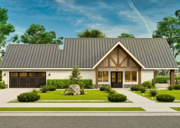 1-Story Barndominium Style House with Front & Side Porches — (1,983 Sq Ft)