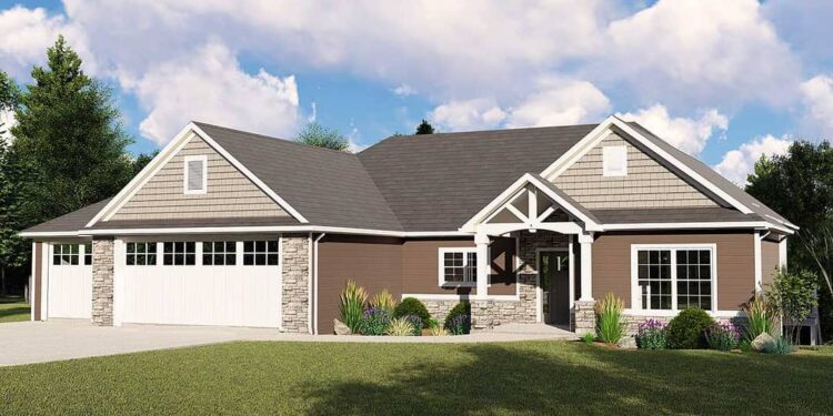 Split-Bedroom Craftsman with Finished Walkout Basement Option