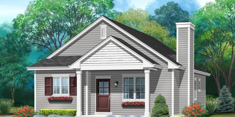 3-Bed Cottage Plan with Open Layout – 1,181 sq ft • 3 Beds & 2 Baths