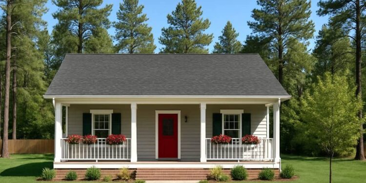 1084 Sq Ft 2-Bed Cottage with 33-Ft Wide Front Porch