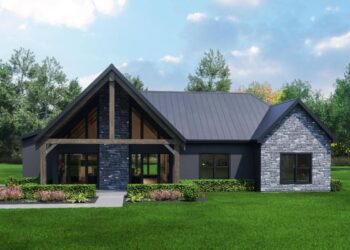 One-Story Craftsman with 2-Sided Indoor-Outdoor Fireplace