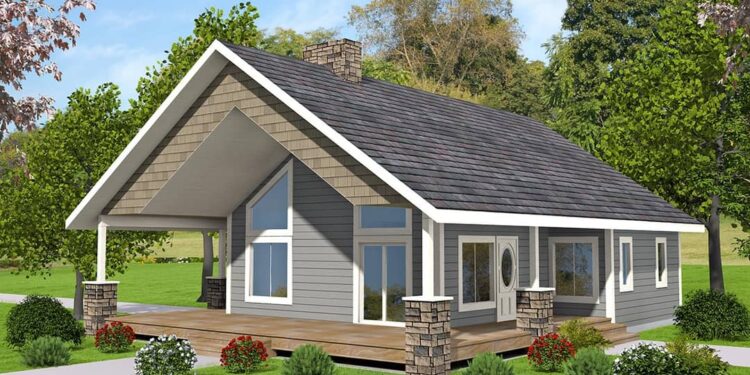Rustic Contemporary Cottage – Under 1,200 Sq Ft with Vaulted Interior & Rear Porch