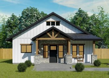Rustic Country Cottage with Vaulted Front Porch (Approx. 1,020 Sq. Ft.)