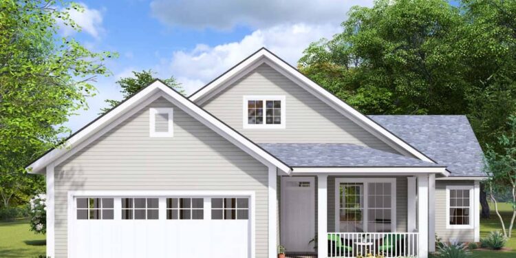 3-Bed House Plan with Vaulted Living Room – 1,339 Sq. Ft.